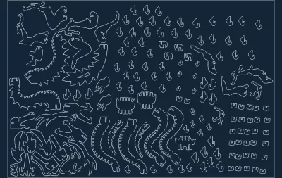 Dragon 3D Puzzle dxf dosyası DXF çizimi