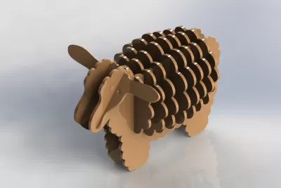 Koyun 3D Puzzle Desen DXF Dosyası DXF çizimi