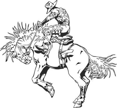 Rodeo binicisi western kovboy çizgi sanatı Ücretsiz Vektör CDR çizimi