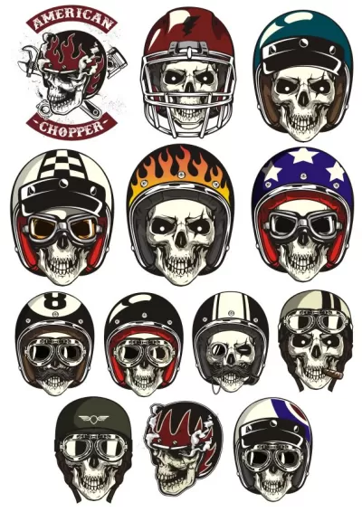 Miğferli Kafatası Vektörleri Ücretsiz Vektör CDR çizimi