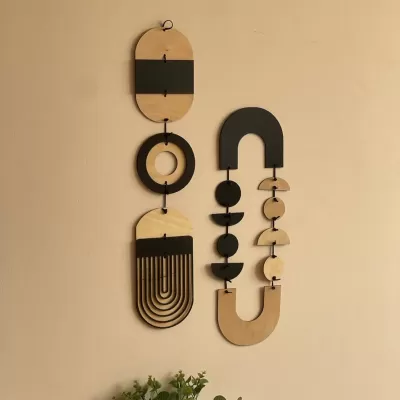 Lazer Kesim Tek Renkli Duvar Asma Geometrik Sanat Kontrplak Dekor CDR çizimi
