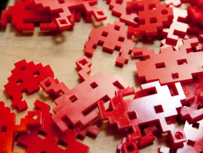 8-bit Space Invader Süs Eşyası DXF Dosyası DXF çizimi