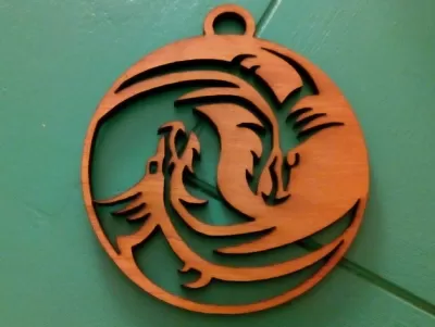 Ejderha Yin Yang lazer kesim Ücretsiz Vektör CDR çizimi