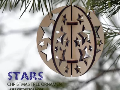 Yıldızlar. Noel ağacı top süsü DXF Dosyası DXF çizimi