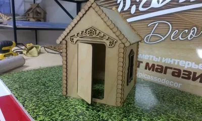 Ev 3D Puzzle Lazer Kesim Ücretsiz Vektör CDR çizimi