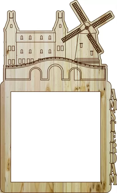 Lazer Kesim Fotoğraf Çerçevesi Amsterdam DXF Dosyası DXF çizimi