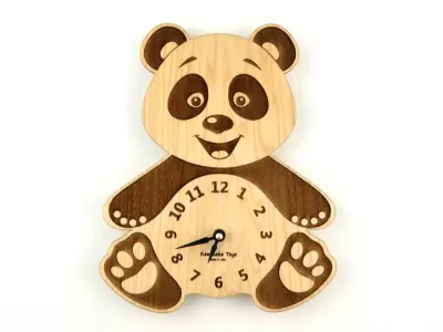 Panda Saat 3D Puzzle Lazer Kesim Ücretsiz Vektör CDR çizimi