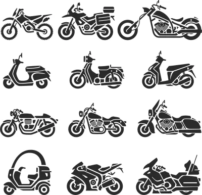 Motosiklet Silüetleri Vektör Seti Ücretsiz Vektör CDR çizimi