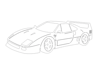 Ferrari Araba DXF Dosyası DXF çizimi
