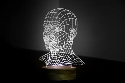 Kafa 3D LED Gece Lambası Ücretsiz Vektör CDR çizimi