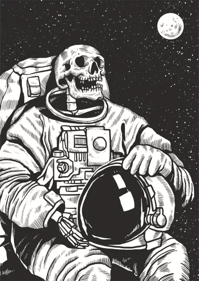 İskelet Linol Baskı Astronot Baskısı Ücretsiz Vektör CDR çizimi