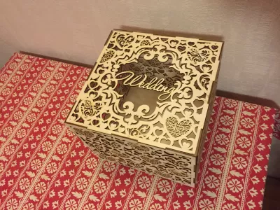 Düğün Kutusu Lazer Kesim Ücretsiz Vektör CDR çizimi