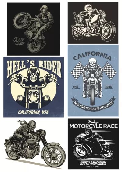 Retro Motosikletçi Serbest Vektör CDR çizimi