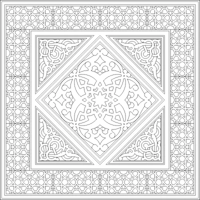 Geometrik İslami Süsleme Sanatı Deseni DWG Dosyası DWG çizimi