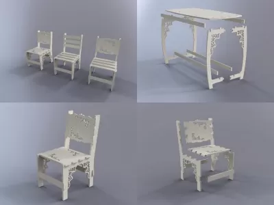 Masa ve Sandalye Düz DXF Dosyası DXF çizimi
