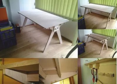 Kontraplak Bilgisayar Masası CNC Router Lazer Planları Ücretsiz Vektör CDR çizimi