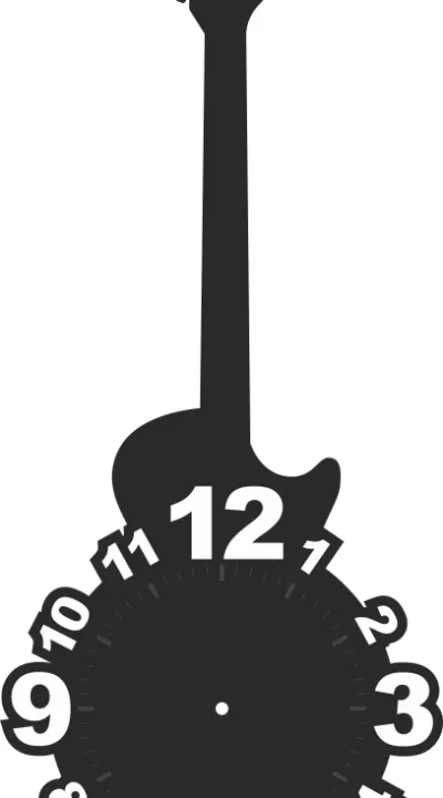 Gitara Şeklinde Saat Yüzü Lazer Kesim Ücretsiz Vektör CDR çizimi