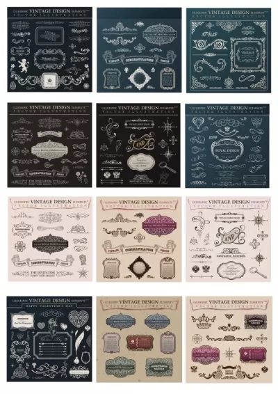 Kaligrafik Vintage Tasarım Öğeleri Ücretsiz Vektör CDR çizimi