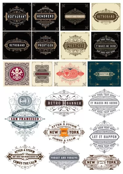 Ücretsiz Vektör Vintage Etiket Vektör Seti CDR çizimi