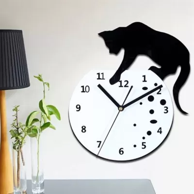 Yaramaz Kedi Duvar Saati Lazer Kesim Ücretsiz Vektör CDR çizimi