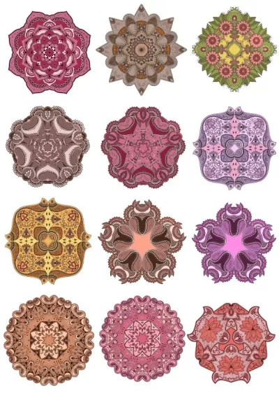 Vektörel Mandala Süsleme Seti Ücretsiz Vektör CDR çizimi