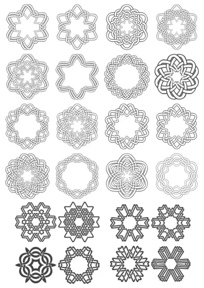 Geometrik Daire Süslemeleri Seti Ücretsiz Vektör CDR çizimi