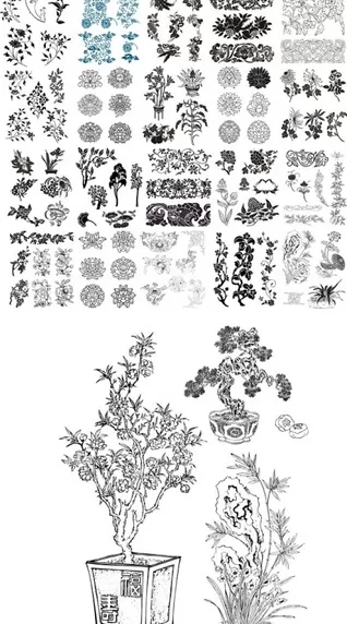 Çiçek Deseni Vektör Koleksiyonu Ücretsiz Vektör CDR çizimi