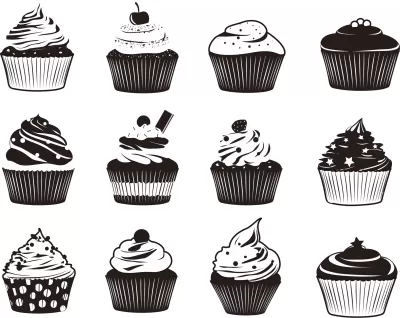 Ücretsiz Cupcake Vektör Seti CDR çizimi