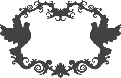 Dekoratif Kuşlar Çerçeve DXF Dosyası DXF çizimi