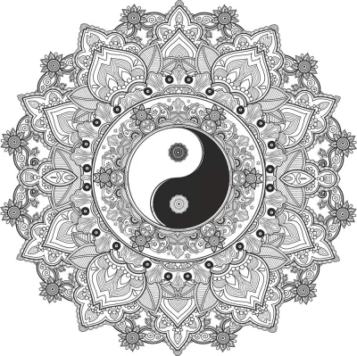Mandala Yin Yang Ücretsiz Vektör EPS çizimi