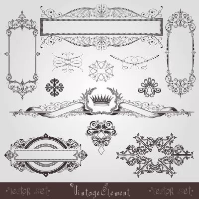 Vintage Set Element Ücretsiz Vektör EPS çizimi
