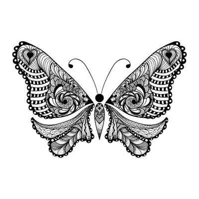 Zentangle Kelebek Ücretsiz Vektör EPS çizimi