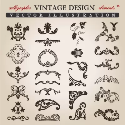 Kaligrafik Vintage Tasarım Ögeleri Ücretsiz Vektör EPS çizimi