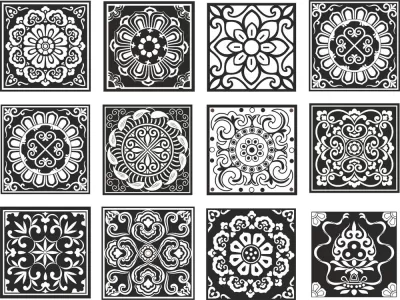 Çin Tasarım Desenleri Vektör Seti Ücretsiz Vektör CDR çizimi