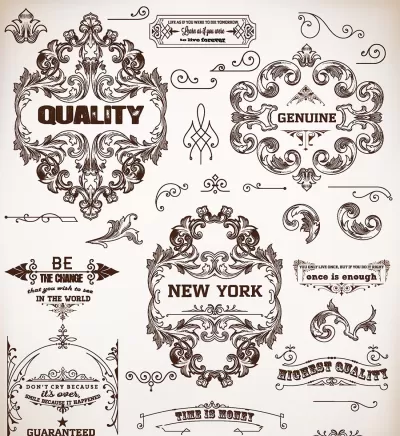 Vintage Çiçek Dekoratif Süsler Ücretsiz Vektör AI çizimi