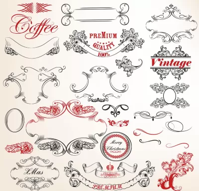 Ücretsiz Vektörlü Vintage Süsleme Seti AI çizimi