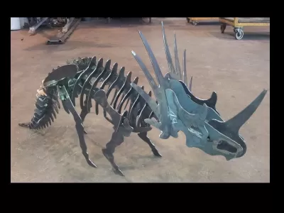 Triceratops Dinozor 3D Puzzle DXF Dosyası DXF çizimi
