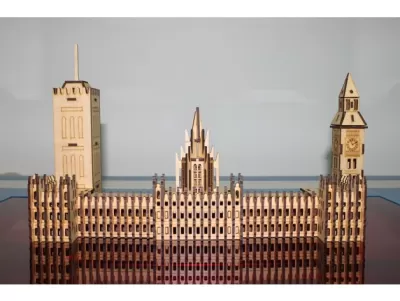Lazer Kesim Big Ben Puzzle Model Düz PDF Dosyası PDF çizimi