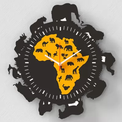 Lazer Kesim Afrika Duvar Saati Ücretsiz Vektör CDR çizimi