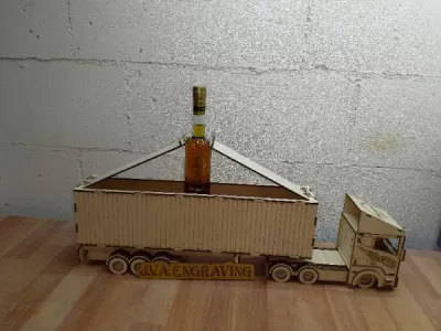 Lazer Kesim Ahşap Hediye Kutusu Kamyon Ücretsiz Vektör CDR çizimi