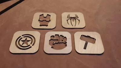 Avengers Bardak Altlıkları Lazer Kesim Şablonu Ücretsiz Vektör AI çizimi