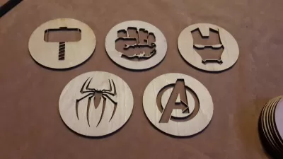 Lazer Kesim Avengers Bardak Altlıkları Ücretsiz Vektör AI çizimi