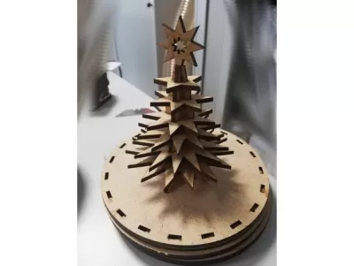 Lazer Kesim Noel Ağacı 3mm Kontraplak SVG Dosyası SVG çizimi