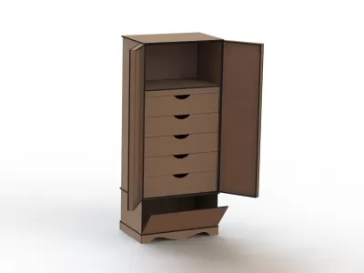 Lazer Kesim Çekmeceli Dolap DXF Dosyası DXF çizimi