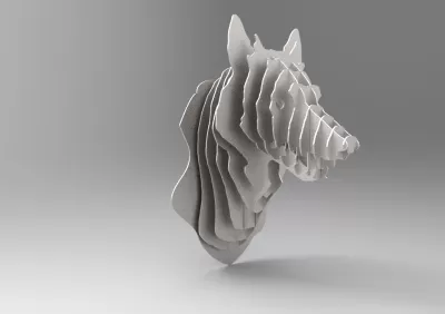 Lazer Kesim Kurt Kupası 3D Hayvan Kafası Ücretsiz Vektör CDR çizimi