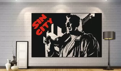 Günah Şehri Poster Duvar Dekorasyonu Ücretsiz Vektör CDR çizimi