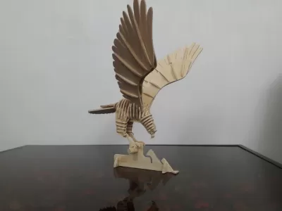 Lazer Kesim Şahin 3D Puzzle DXF Dosyası DXF çizimi