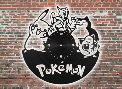 Lazer Kesim Pokemon Saat Ücretsiz Vektör CDR çizimi