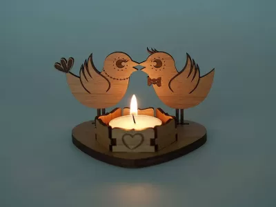 Lazer Kesim Ahşap Tealight Mumluk PDF Dosyası PDF çizimi