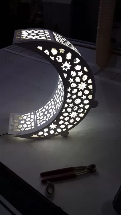Lazer Kesim Hilal Gece Lambası DXF Dosyası DXF çizimi